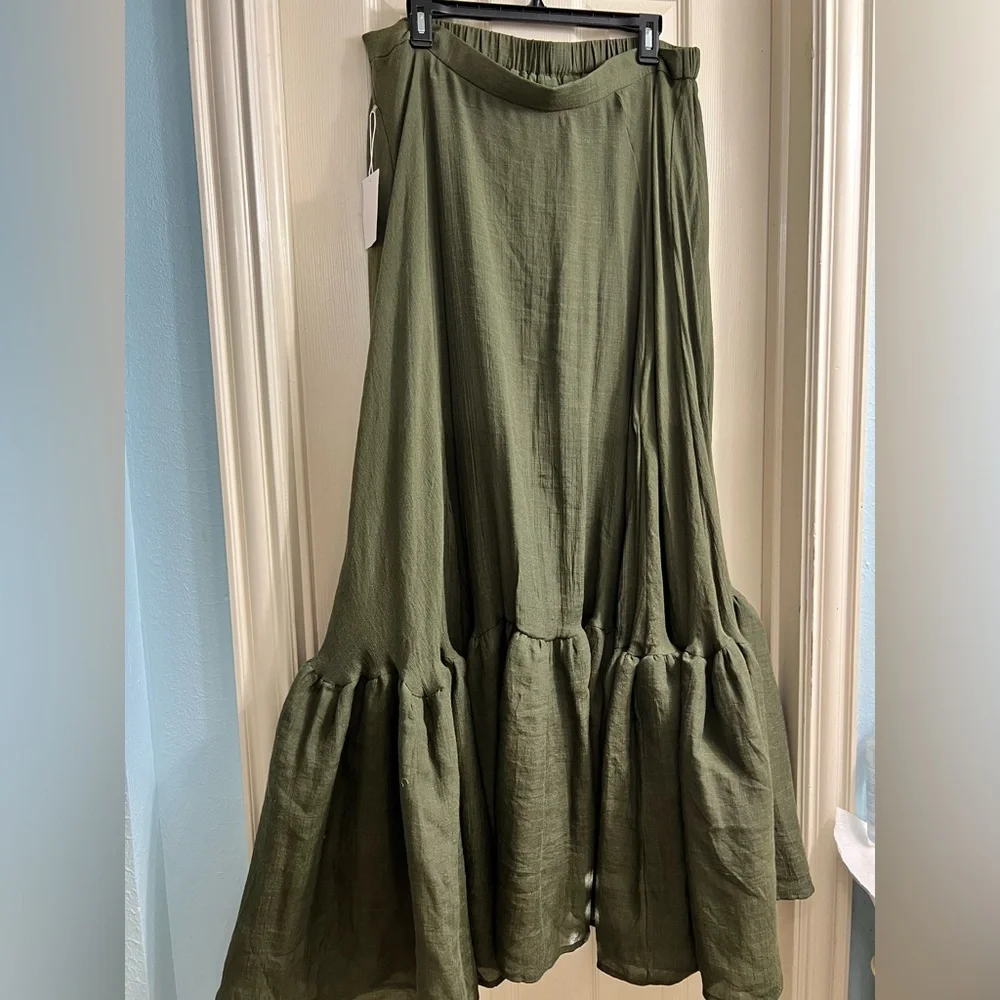 Joyfolie Skirt Women  XXL Olive Green Annah  Maxi Skirt - Picture 7 of 7